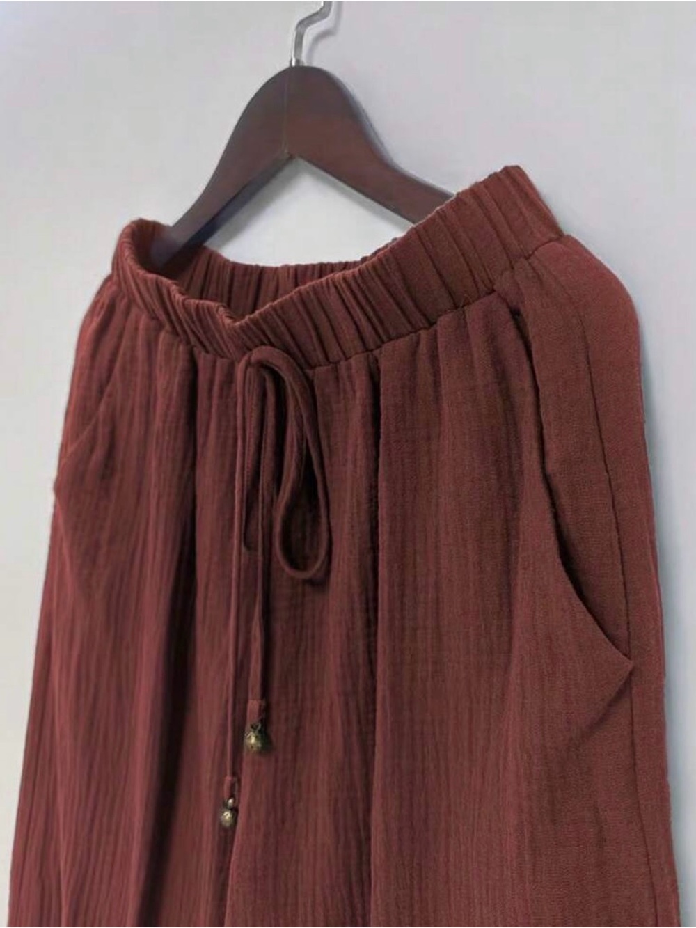 NWOT Relaxed Drawstring Linen blend Harem Pants - Rust - Size M - Picture 3 of 3